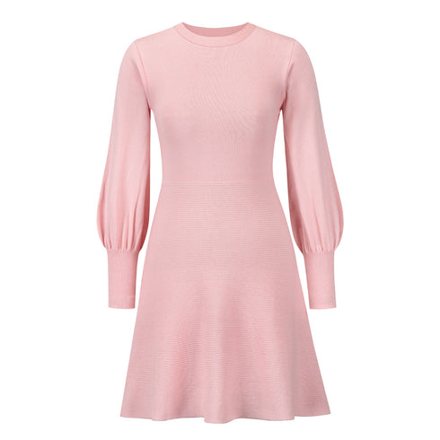 Fit Slim Knitted Round Collar Women's Sweater Dress