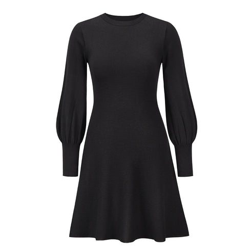 Fit Slim Knitted Round Collar Women's Sweater Dress