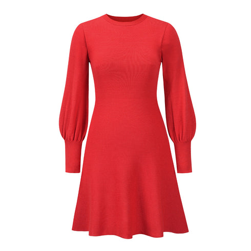 Fit Slim Knitted Round Collar Women's Sweater Dress