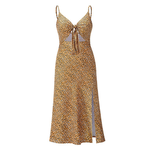 Fit Slim Slit Back Strap Long Dress for Women