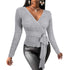 Fit Slim Sweater Pullover V-neck Women's Knit Tops