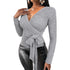 Fit Slim Sweater Pullover V-neck Women's Knit Tops