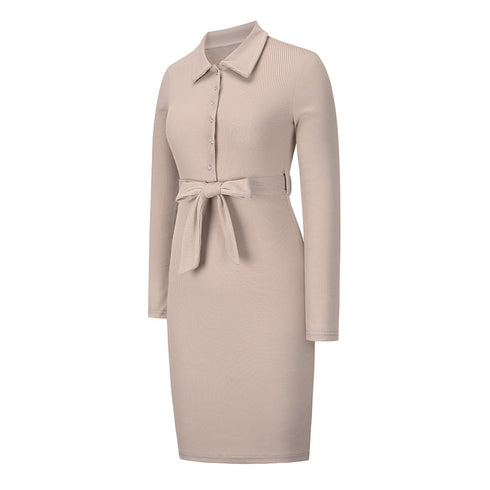 Fit Slim Women's Hip Wrap Long Sleeve Dress