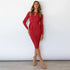Fit Slim Women's Hip Wrap Long Sleeve Dress