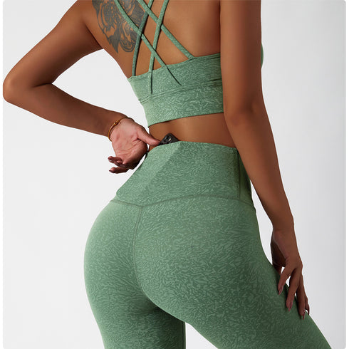 Floral Pattern Sports Yoga Vest Women's Activewear Sets