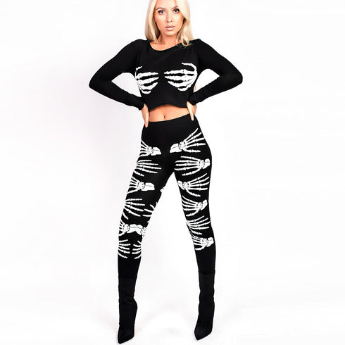 Halloween Party Women's Printed Two Piece Outfits