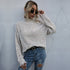 High Neck Pullover Women's Ripped Knit Sweater