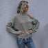 High Neck Pullover Women's Ripped Knit Sweater