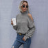 High Neck Pullover Women's Ripped Knit Sweater
