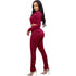 Hooded Women's Two Piece Outfits Velour Tracksuits Set