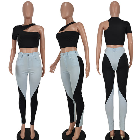 Individuality Women's Sexy Two Piece Outfits T-shirt Pants