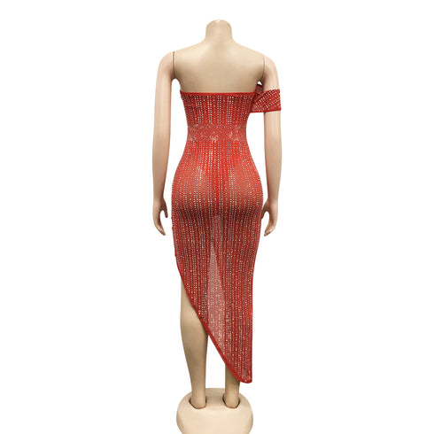 Irregularity Women's Glitter Off Shoulder Bodycon Dresses