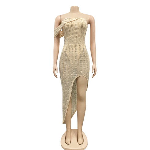 Irregularity Women's Glitter Off Shoulder Bodycon Dresses