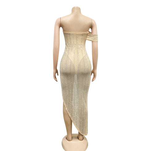 Irregularity Women's Glitter Off Shoulder Bodycon Dresses