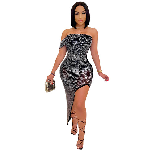 Irregularity Women's Glitter Off Shoulder Bodycon Dresses