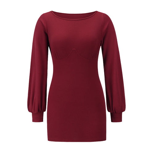 Knitted Hip Wrap Women's Party Sweater Dress
