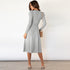Knitted Long Sleeves Round Collar Women's Sweater Dress