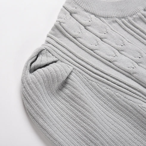 Knitted Long Sleeves Round Collar Women's Sweater Dress