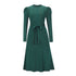 Knitted Long Sleeves Round Collar Women's Sweater Dress