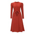 Knitted Long Sleeves Round Collar Women's Sweater Dress