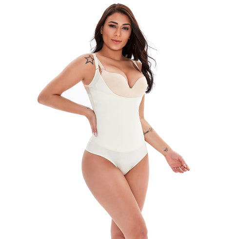 Latex Women's Thong Panty Open Bust Body Shapewear Fajas
