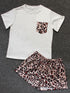 Leopard Patchwork Women's Shorts Loungewear Pajama Sets
