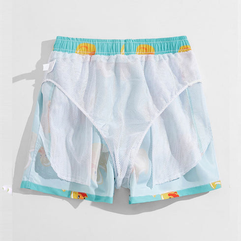 Lightweight Men's Loose Fit Funny Printed Quick Dry Swim Shorts