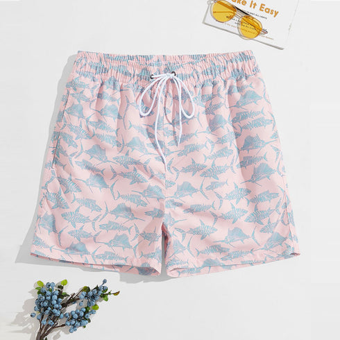 Lightweight Men's Loose Fit Funny Printed Quick Dry Swim Shorts