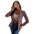 Long Sleeve Stylish Plaid Coat Women's Blazers Jackets