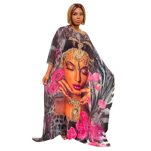 Loose Casual Print Women's Plus Size Maxi Dresses