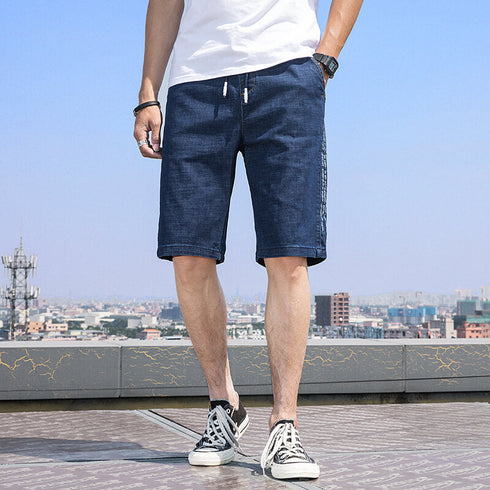 Loose Elasticity Comfy Plus Size Denim Shorts For Men