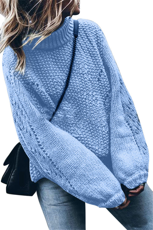 Loose High Neck Hollow Out Loophole Women's Knit Sweaters