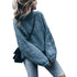 Loose High Neck Hollow Out Loophole Women's Knit Sweaters