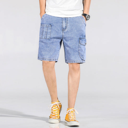 Loose Mid Waisted Plus Size Denim Shorts For Men