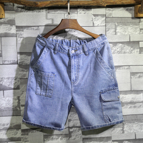Loose Mid Waisted Plus Size Denim Shorts For Men