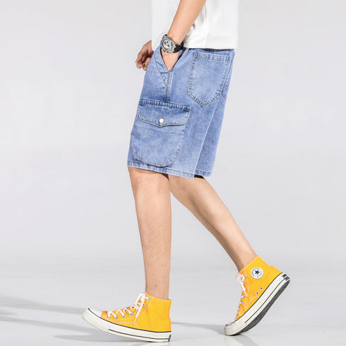 Loose Mid Waisted Plus Size Denim Shorts For Men