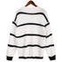 Loose Pullover Round Collar Stripe Sweater Women's Knit Tops