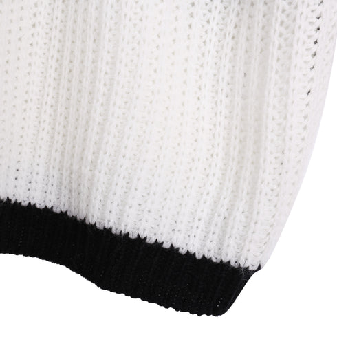 Loose Pullover Round Collar Stripe Sweater Women's Knit Tops