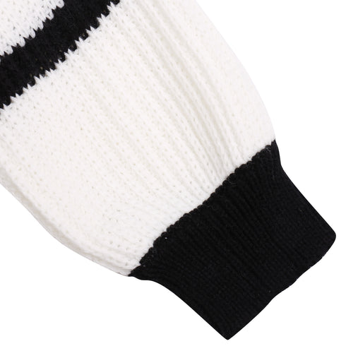 Loose Pullover Round Collar Stripe Sweater Women's Knit Tops