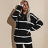 Loose Pullover Round Collar Stripe Sweater Women's Knit Tops