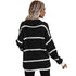 Loose Pullover Round Collar Stripe Sweater Women's Knit Tops