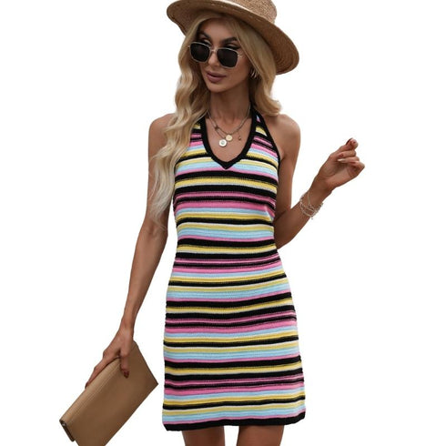 Loose Women's Beach Bikini Halter Knit Dresses