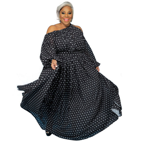 Loose Women's Plus Size One Shoulder Strap Full Dresses