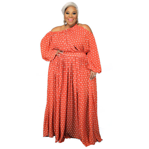 Loose Women's Plus Size One Shoulder Strap Full Dresses