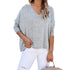 Loose Women's T-shirt Long Sleeve V Neck Sweatshirt