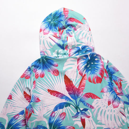 Loose Women's Tunics Flower Printed Hoodie Top