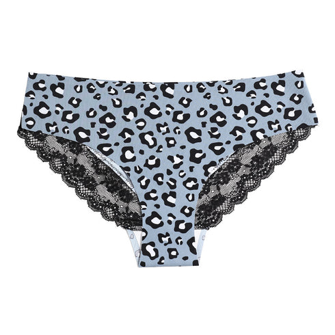 Low Waist Women's Lace Briefs Panties Leopard Print Underpants