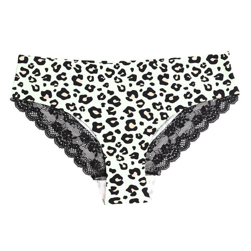 Low Waist Women's Lace Briefs Panties Leopard Print Underpants