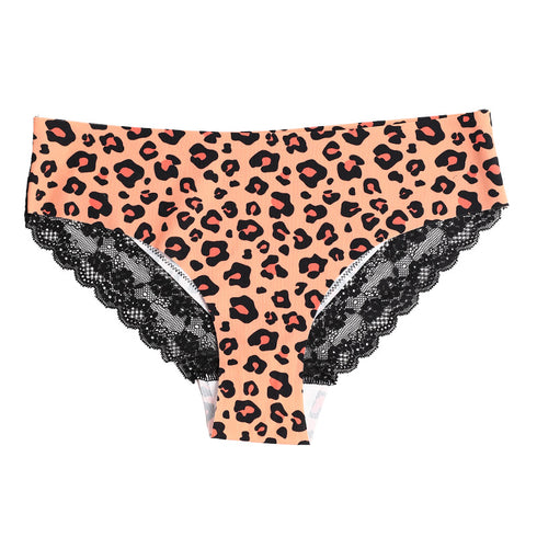 Low Waist Women's Lace Briefs Panties Leopard Print Underpants