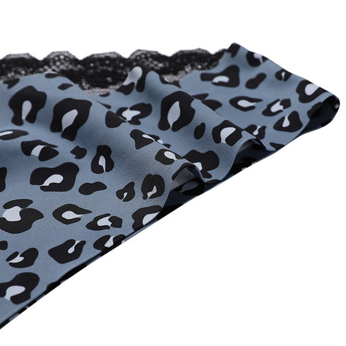 Low Waist Women's Lace Briefs Panties Leopard Print Underpants